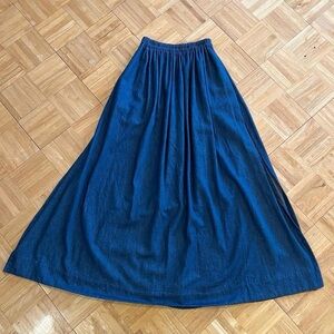 Handmade Denim Chambray Maxi Skirt Elastic Waist Medium
